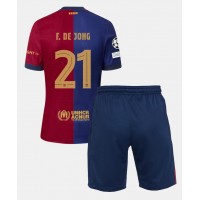 Stroje piłkarskie Barcelona Frenkie de Jong #21 Koszulka Podstawowej dla dzieci 2024-25 Krótki Rękaw (+ szorty)